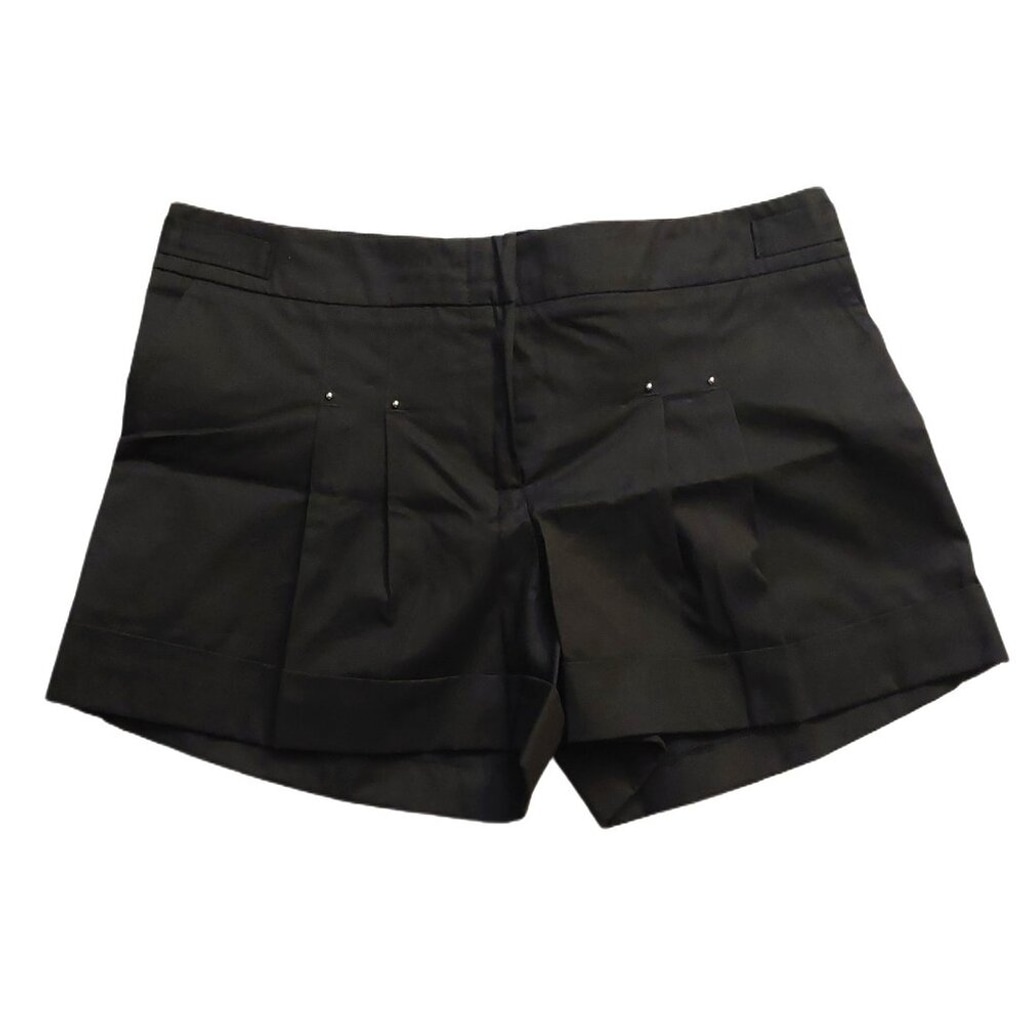 John Richmond Black Pleated Cuffed Tuxedo Shorts with Studs Sz 42 NWT