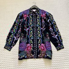 NWT JOHNNY WAS ROSALYNDA BUTTON DOWN Long Sleeve SHIRT Size XS Silk Blend