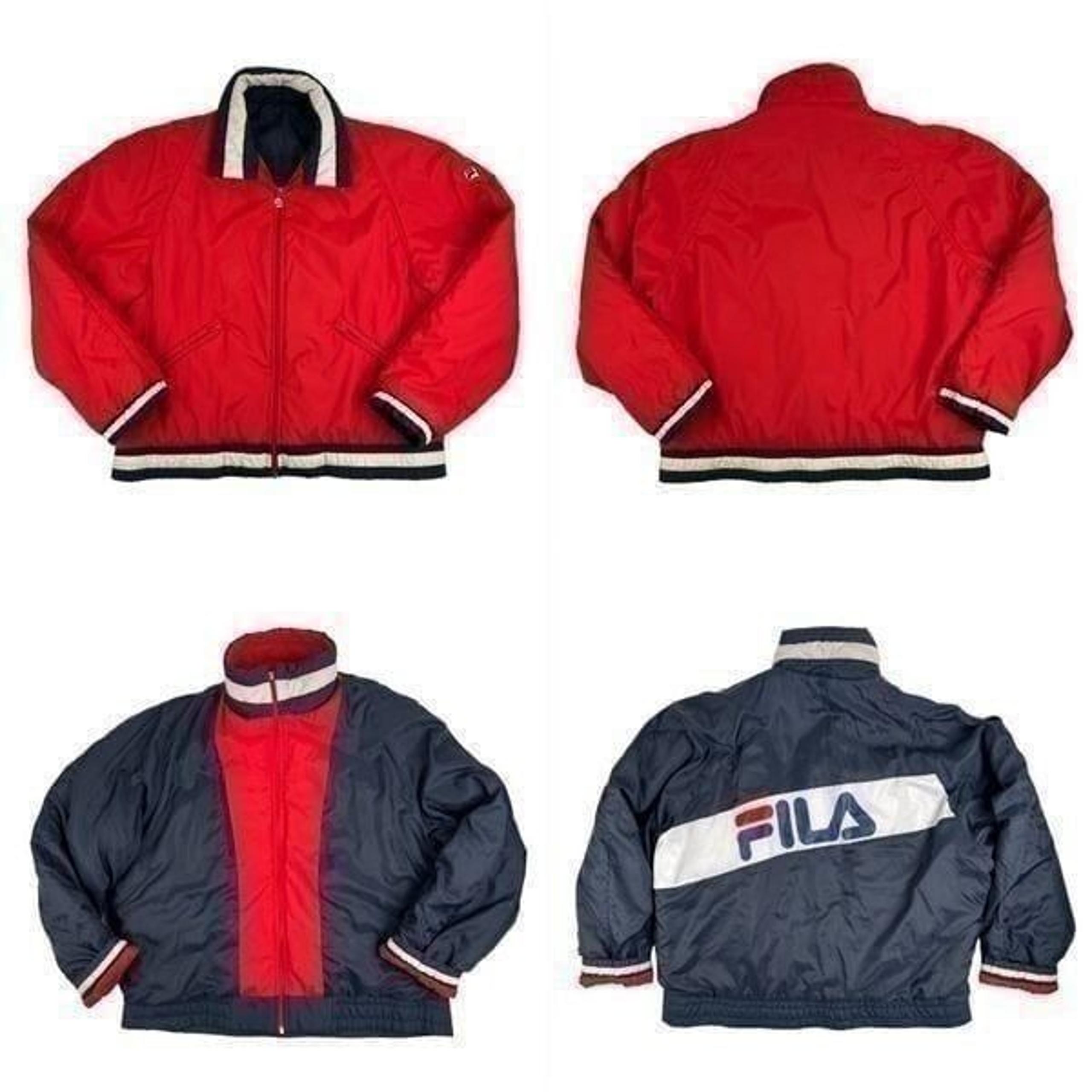 Vintage FILA Full Zip Bomber Jacket L/XL Reversible 90s