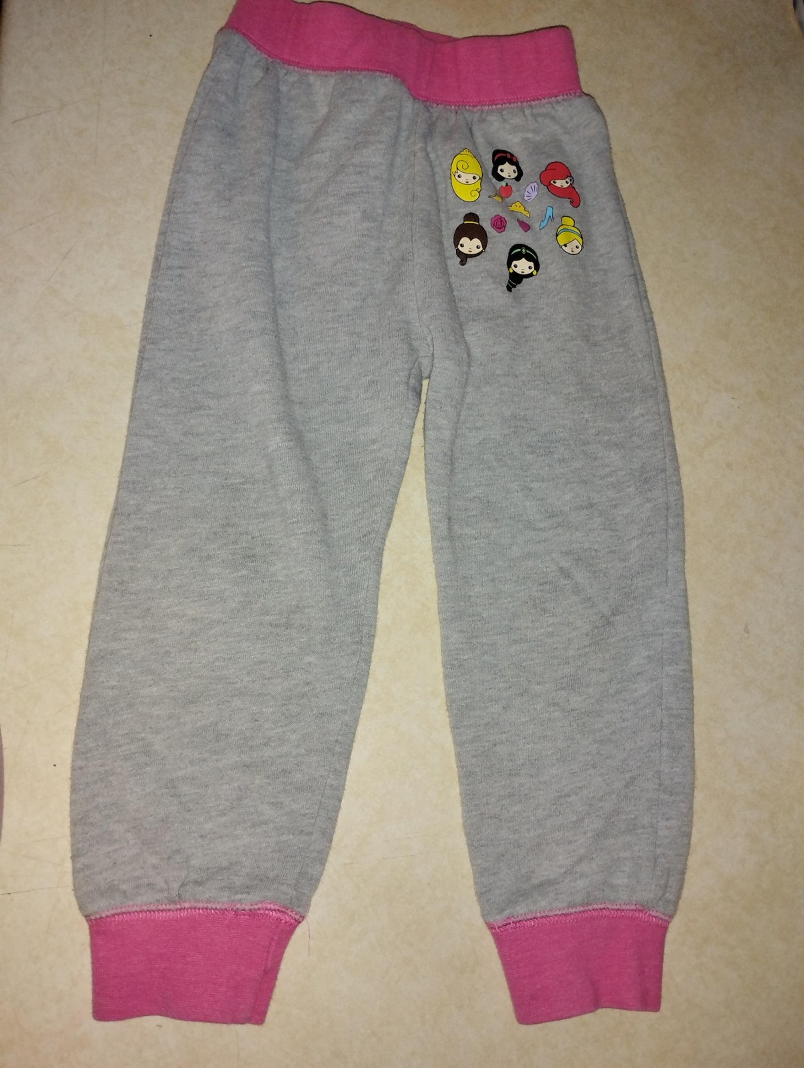 Disney Store Girls Size 3 light Gray/Pink Sweatpants with Princesses