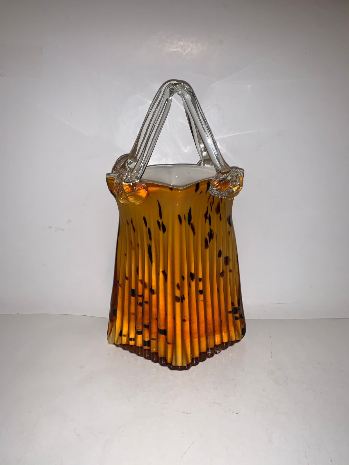 Vintage Heavy Hand Blown Murano Style Bag/ Purse Figurine