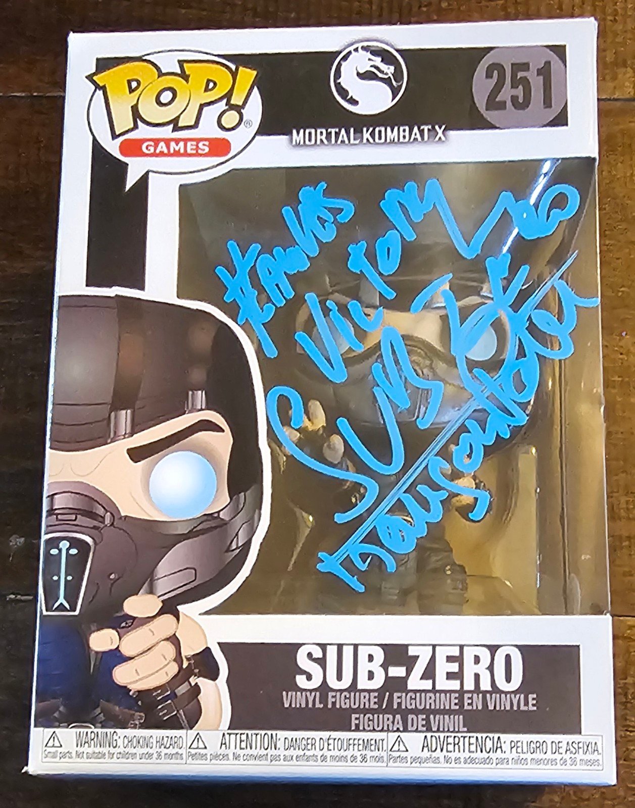 Francois Petit signed Sub-Zero Mortal Konbat Funko Pop #251 with Flawless V