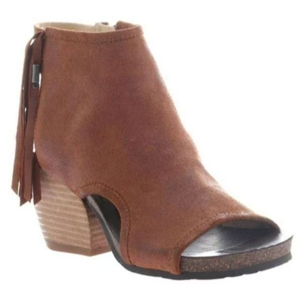 OTBT Free Spirit Open Toe Booties Fringe Suede - Size 8