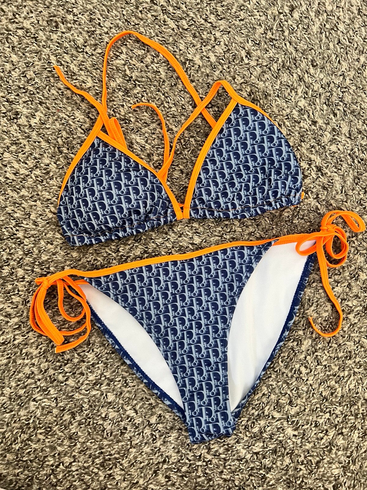 blue and orange bikini