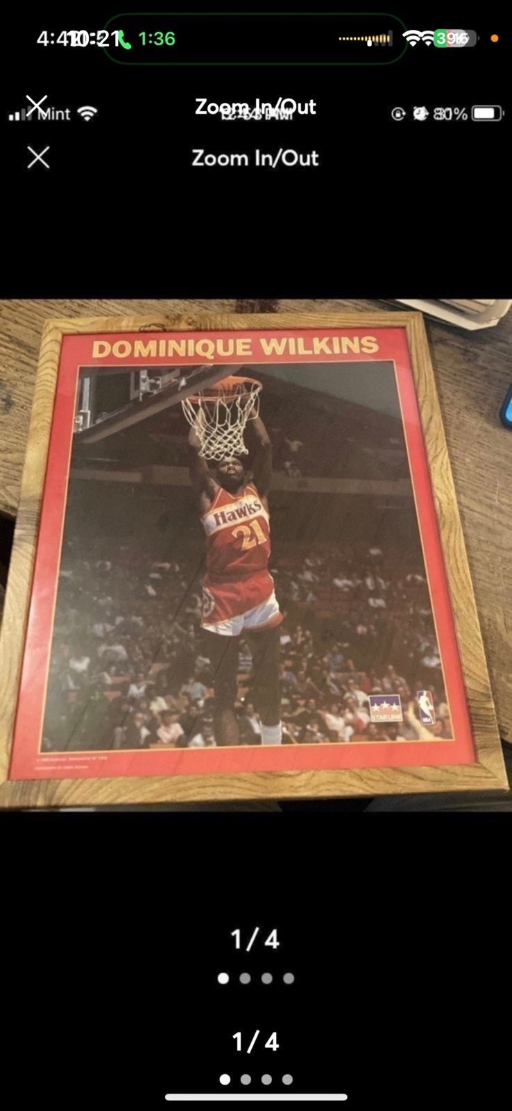 Vintage Starline NBA Poster Dominique Wilkins Atlanta Hawks Framed