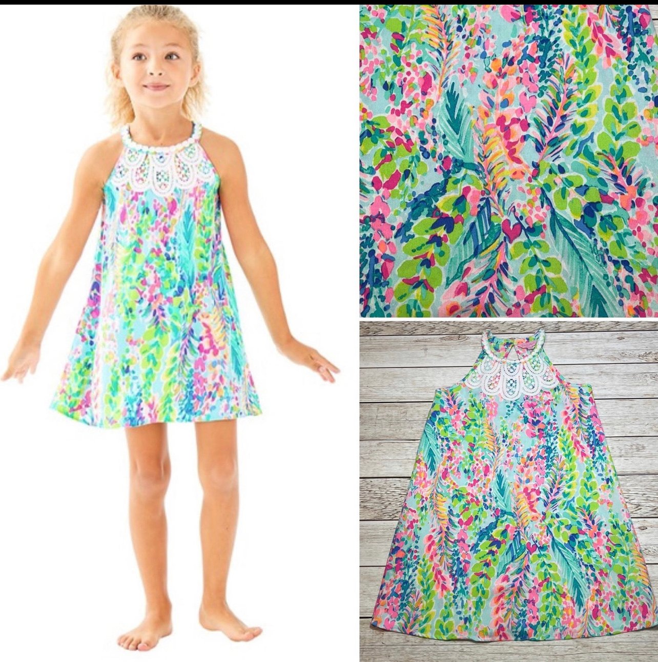 Lilly Pulitzer Girls Mini Pearl Shift Multi Catch the Wave 10