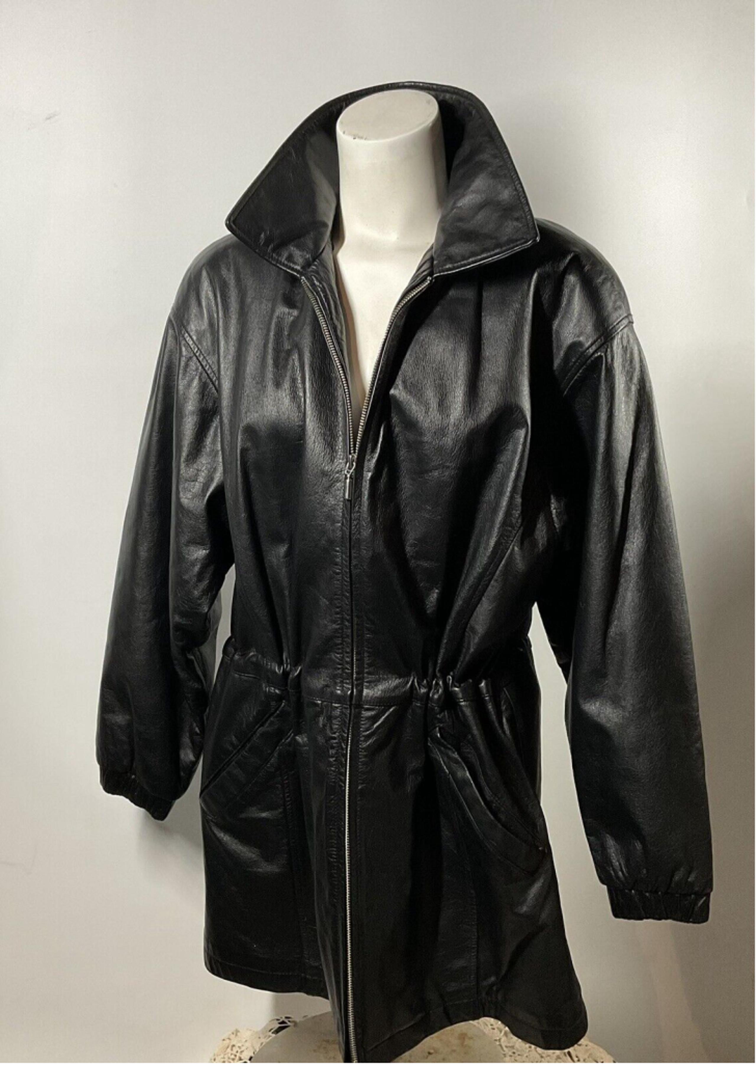 Wilsons Leather Experts Men M Heavyweight Quilt Lined Black Leather Jacket Cinch