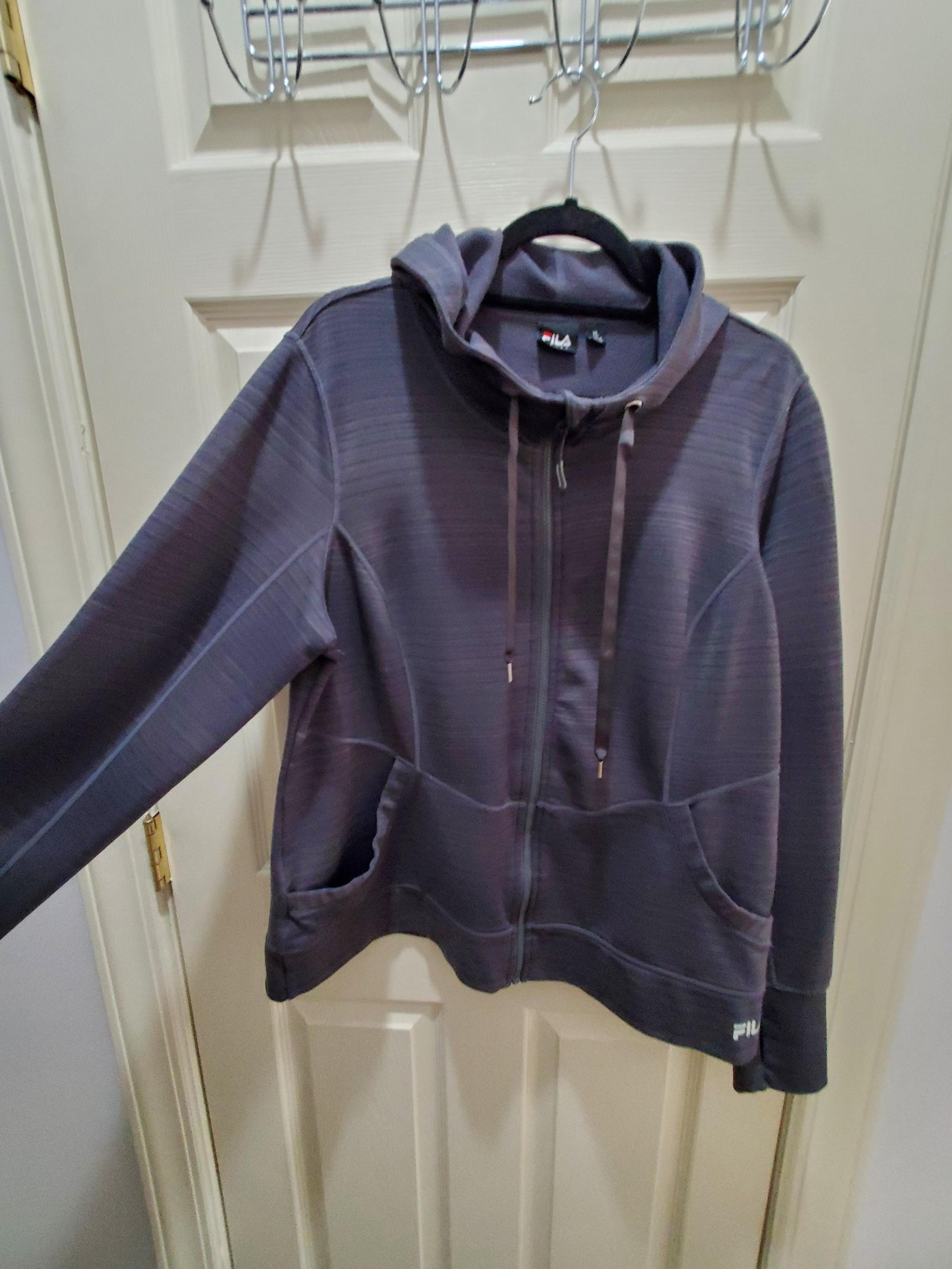 Womens Sport Fila charcoal grey hoodie  zipper jacket XL