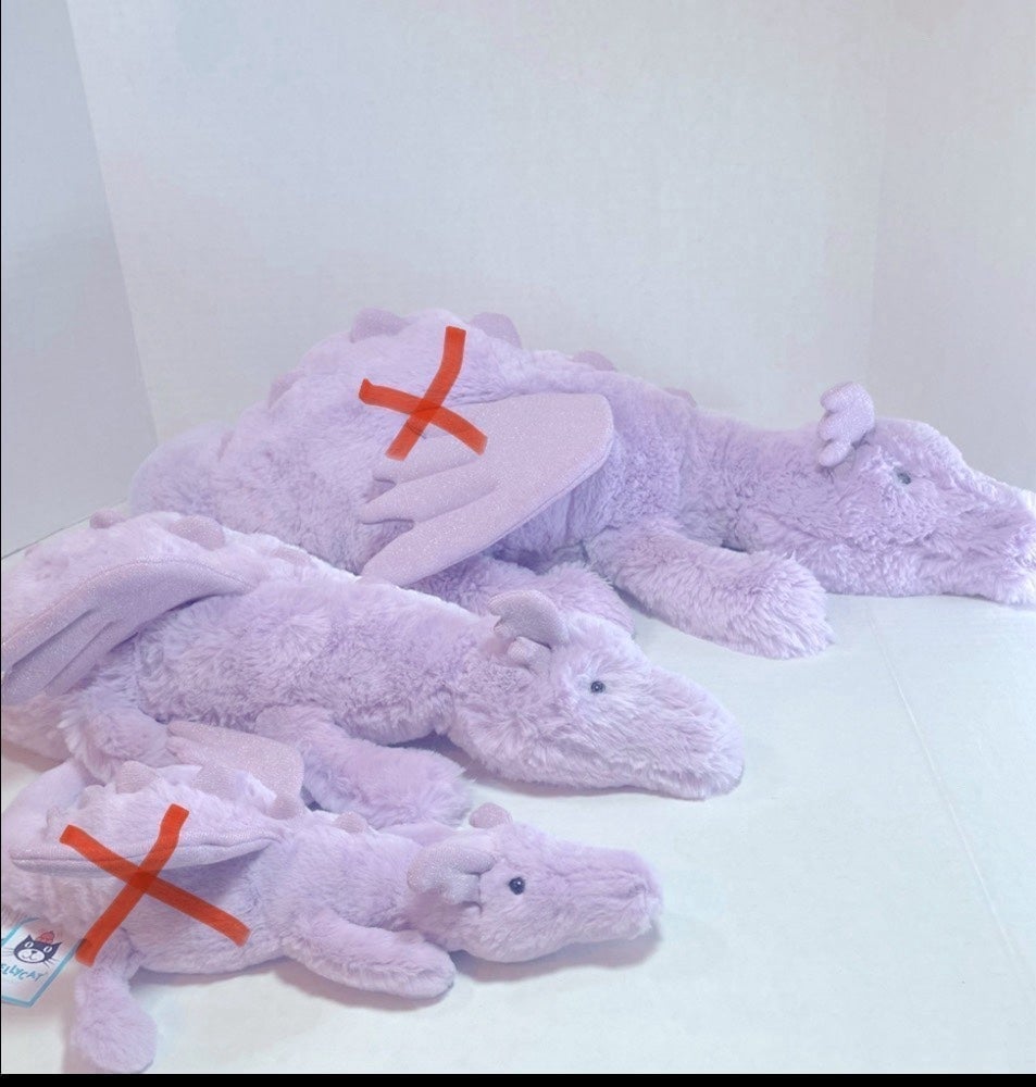 BNWT JellyCat Lavender Dragon Medium 27” with tail unfurled 20” with tail furled