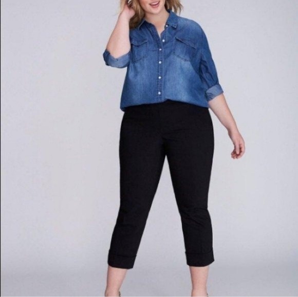Lane Bryant Lena Black Cuffed Cropped Pants Size 18
