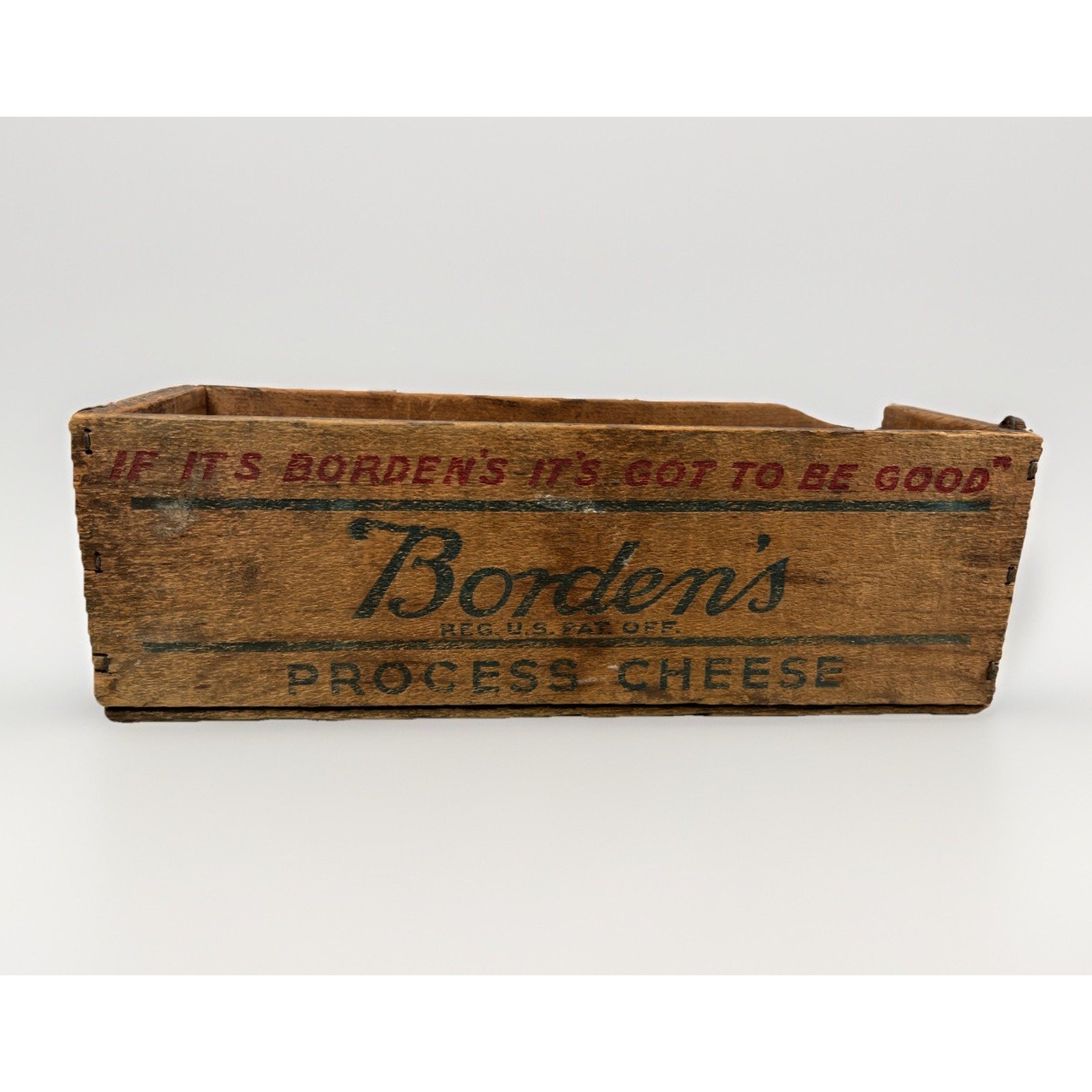 Vintage Borden's Wooden 5 lb Process Cheese Box Primitive Farmhouse Decor NY