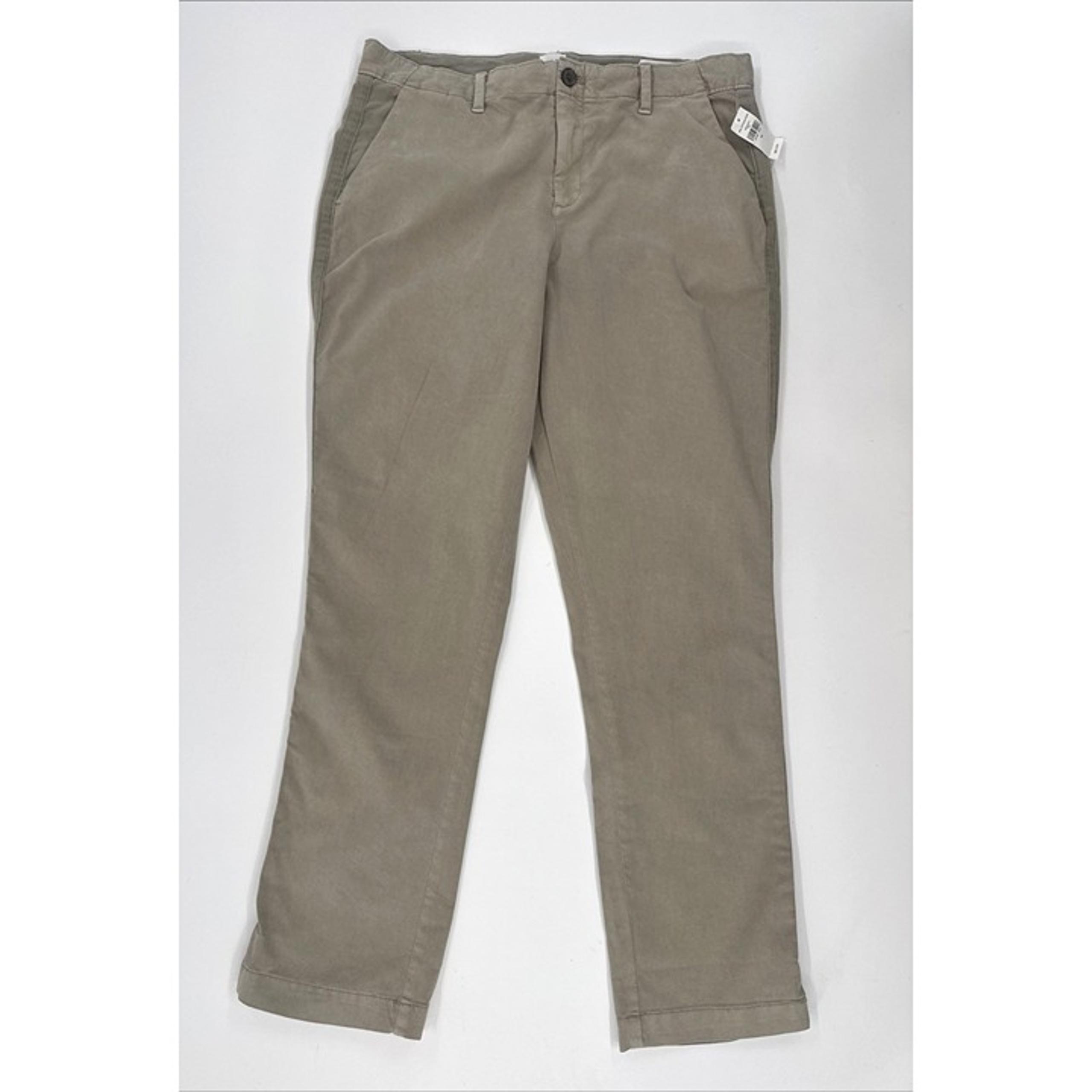Gap Girlfriend Chino Pants Womens 10 Khaki Cotton Twill Straight Mid 34x29 NEW