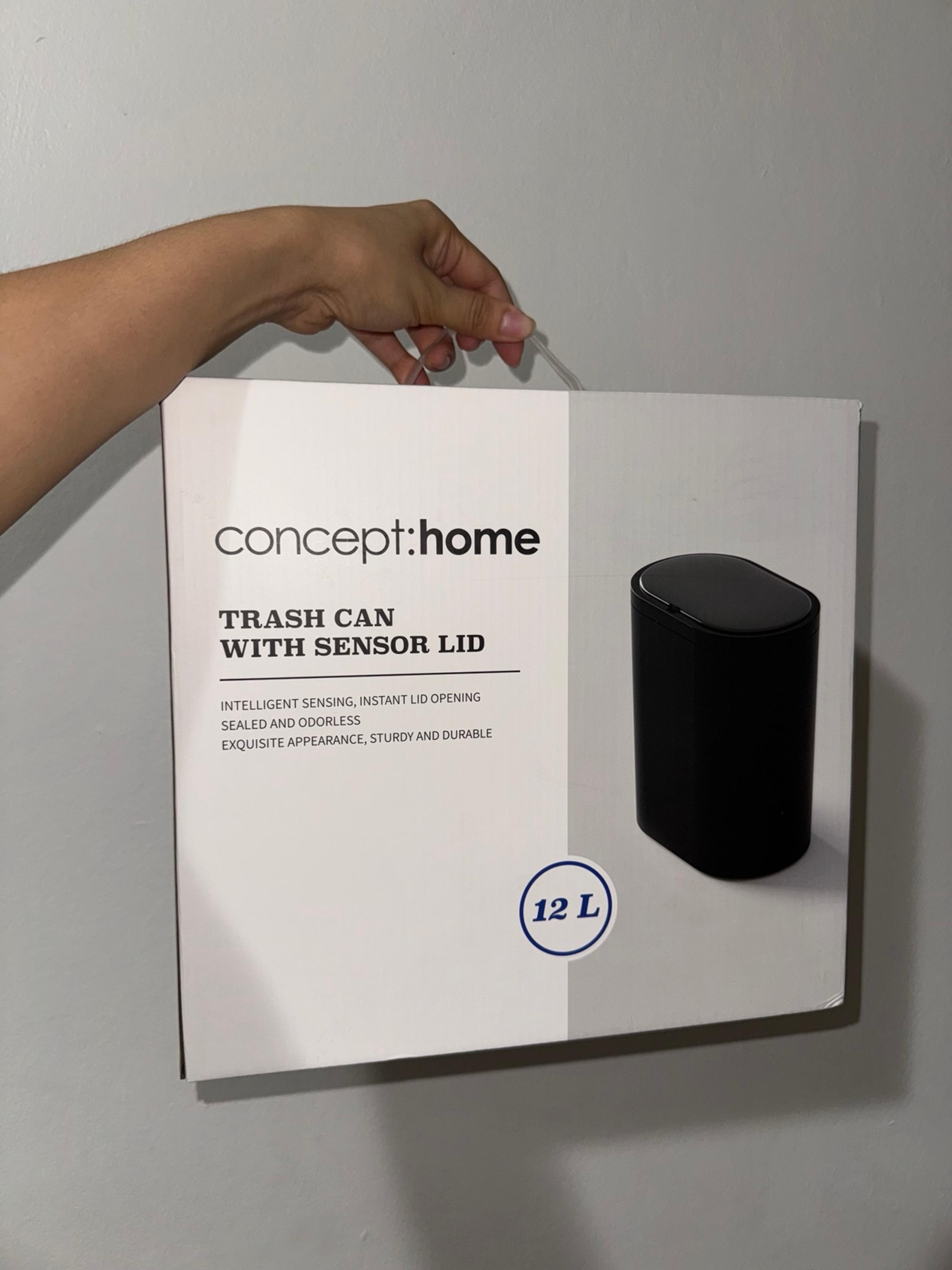 New Concept Home Black Trash Can with Sensor Lid Black Mini Garbage 12L
