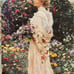 NWT Shabby Victorian Lady Woman Oval Picture Frame Gold Chain Wall Hanging Flue