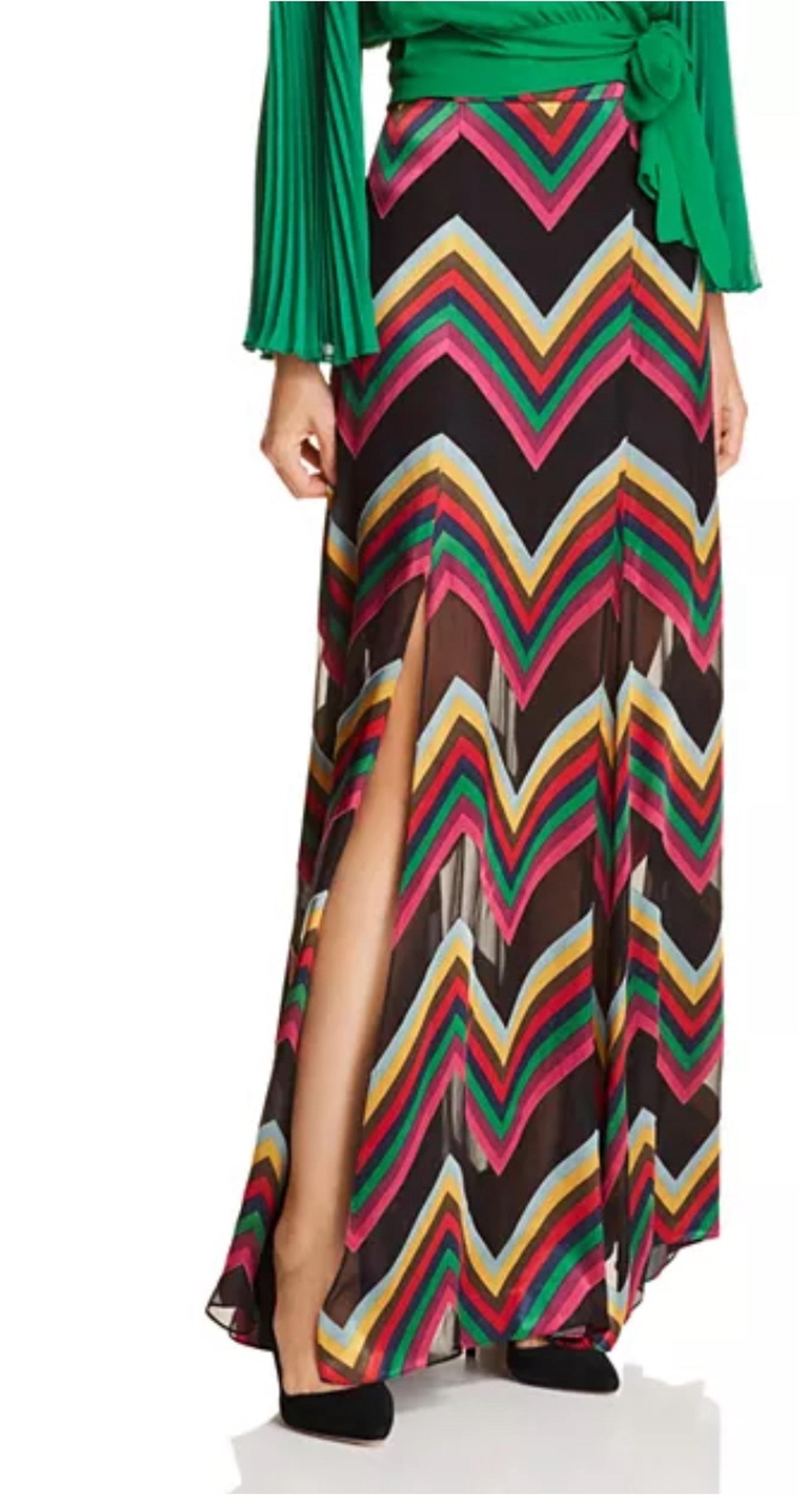 Alice and Olivia Athena Chevron Burnout Maxi Skirt