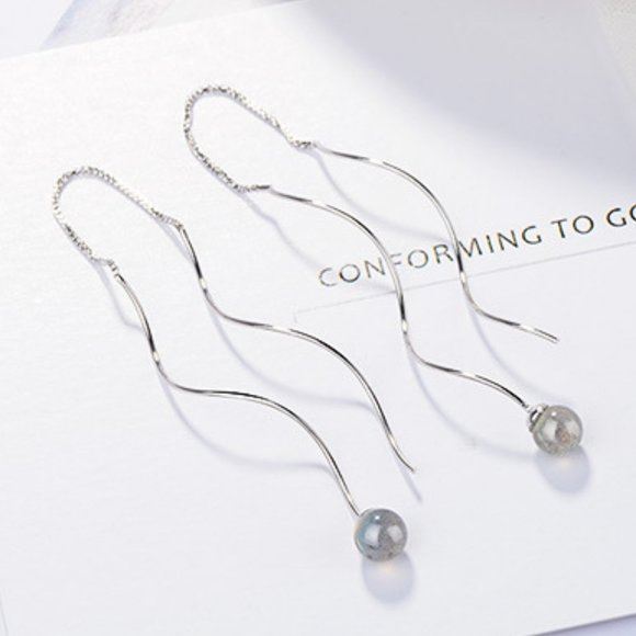 *NEW 925 Silver Moonstone Swirl Earrings