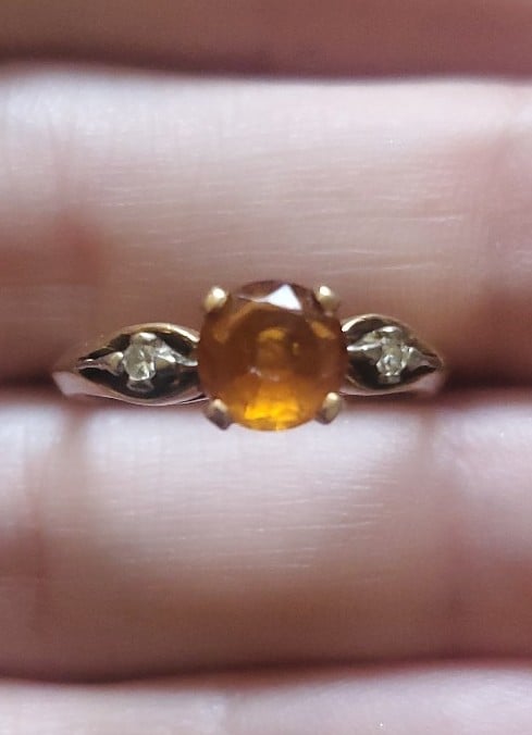 14k gold gem diamond vintage ring