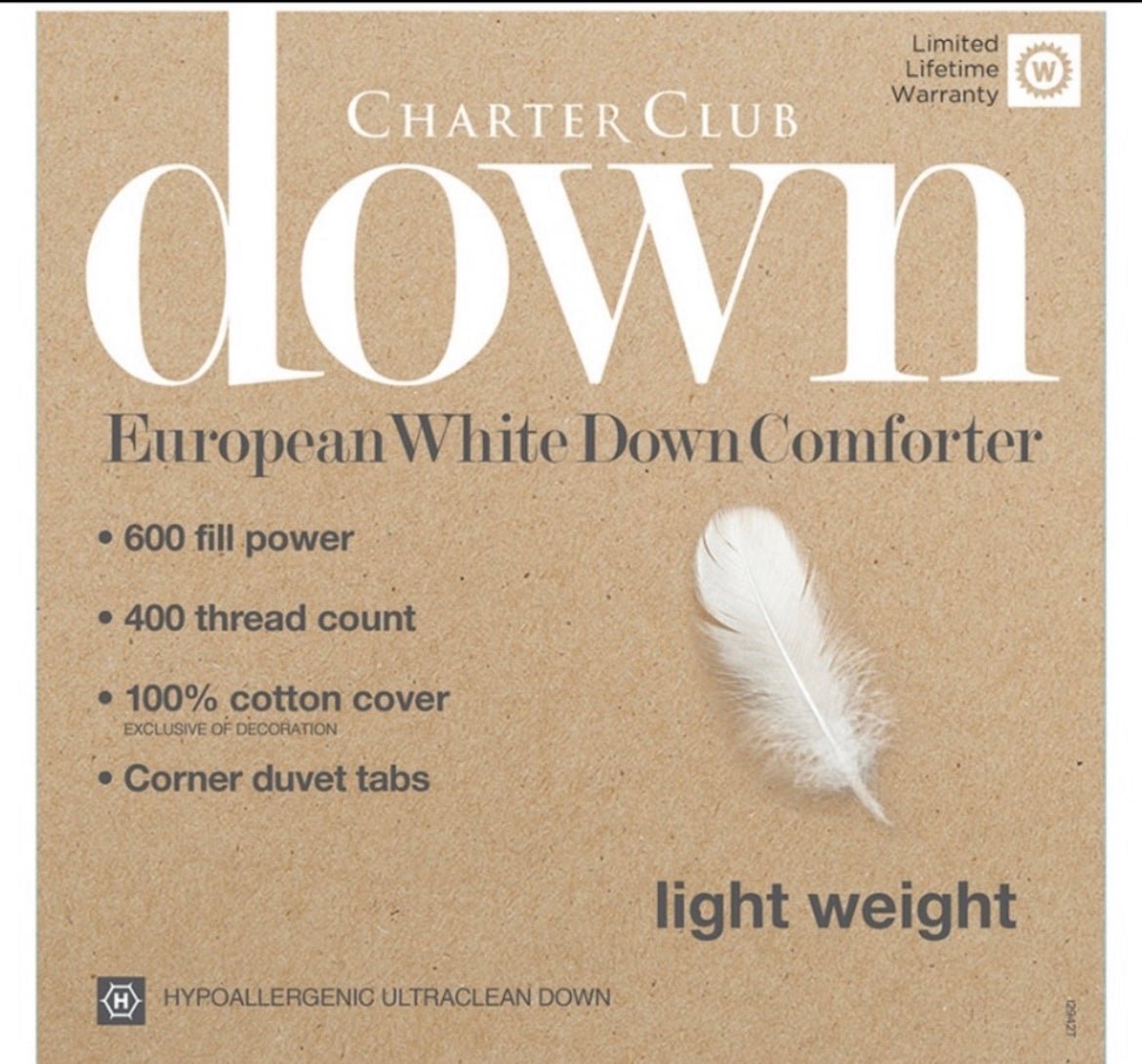 Charter Club down comforter lightweigh king