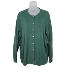 Lands End Cardigan Sweater Supima Cotton Fine Gauge Size 1x 16W-18W Lightweight
