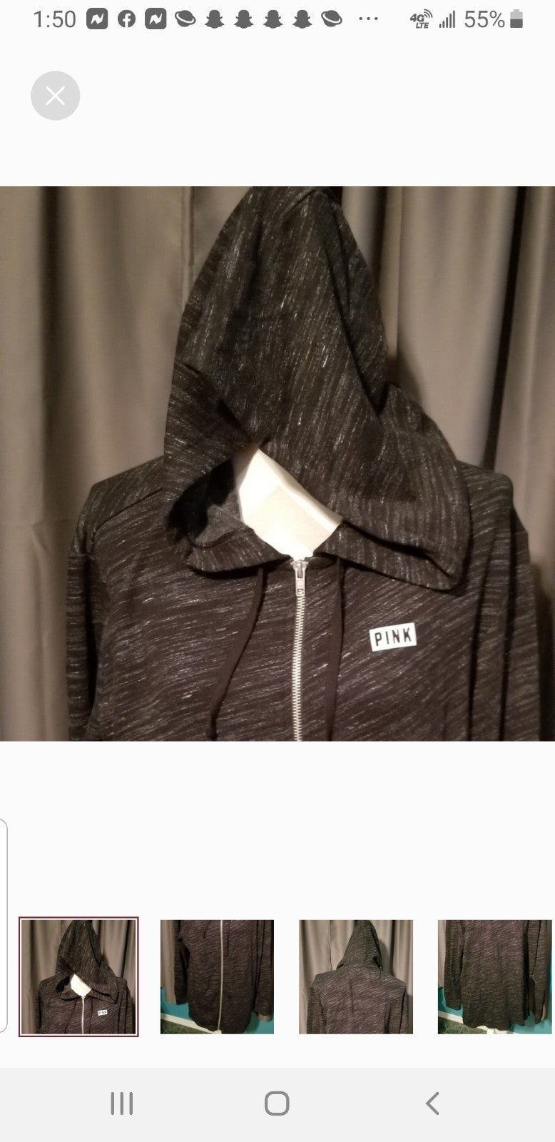 NWOT VS PINK FULL ZIP HOODIE WITH SIDE SLITS