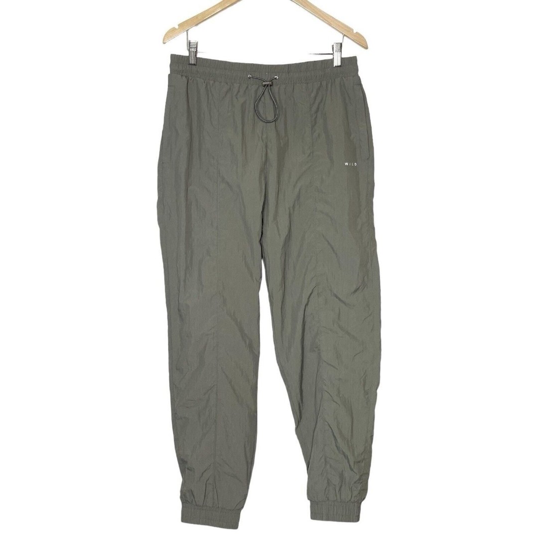 Wilo The Label Womens Size Large Nylon Parachute Jogger Pants Pull On Sage Green