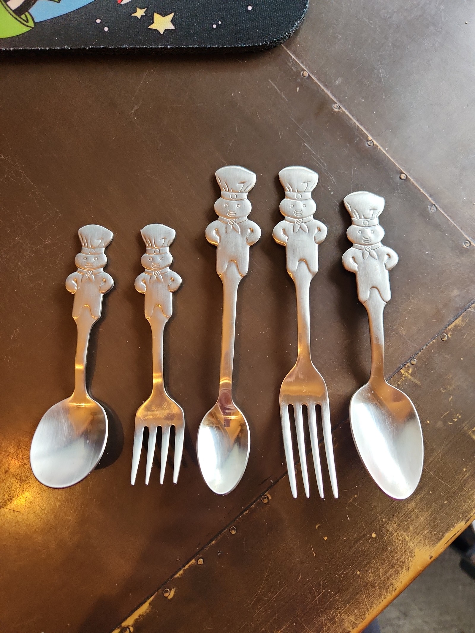 Vintage Set Of 5 Pillsbury Doughboy Children/Infant Silverware Stainless ONEIDA