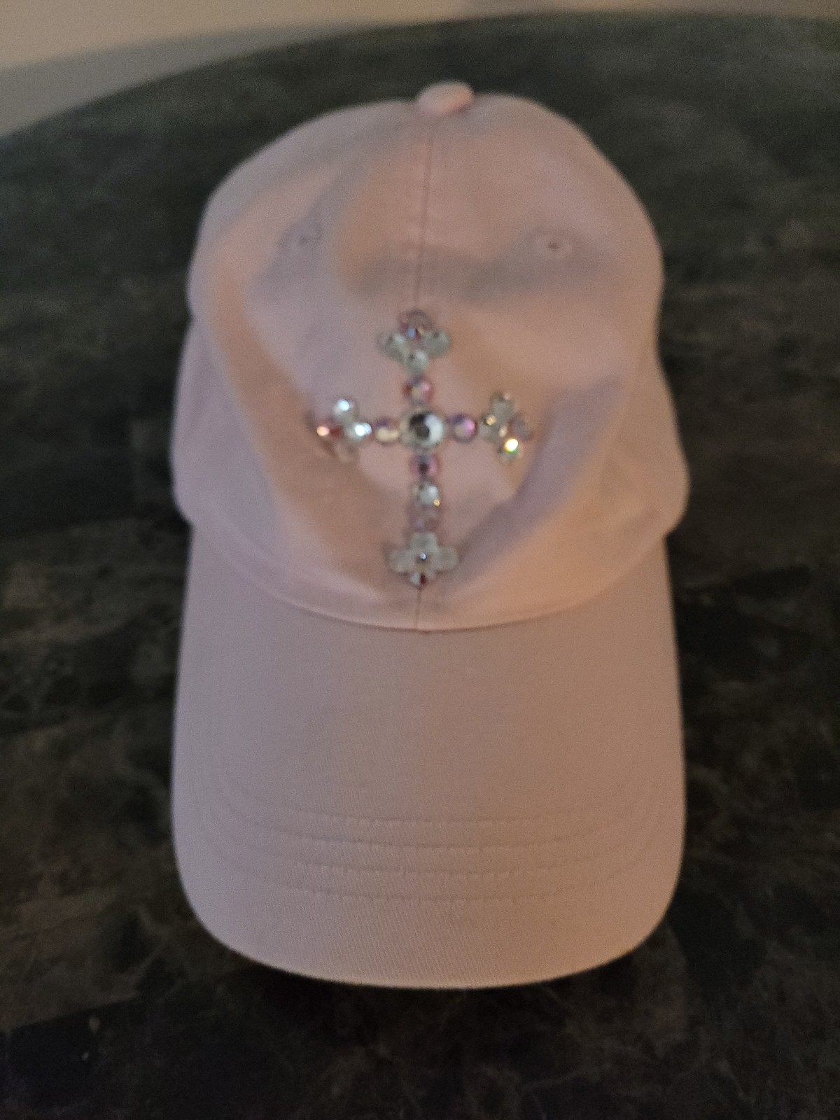 Womens pink bling cross baseball cap