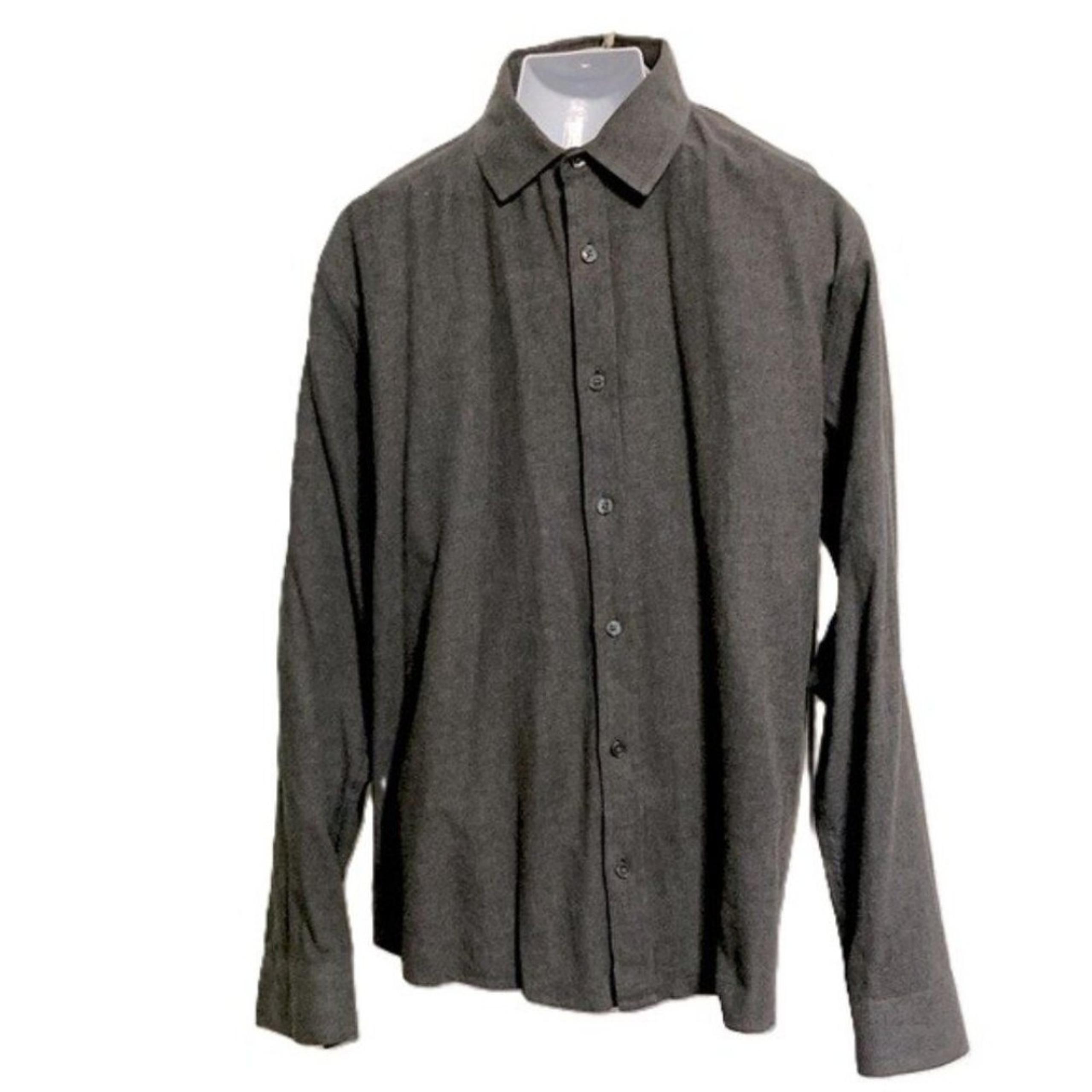SLATE and STONE Flannel Button Down Gray Regular Cotton Shirt Mens XL