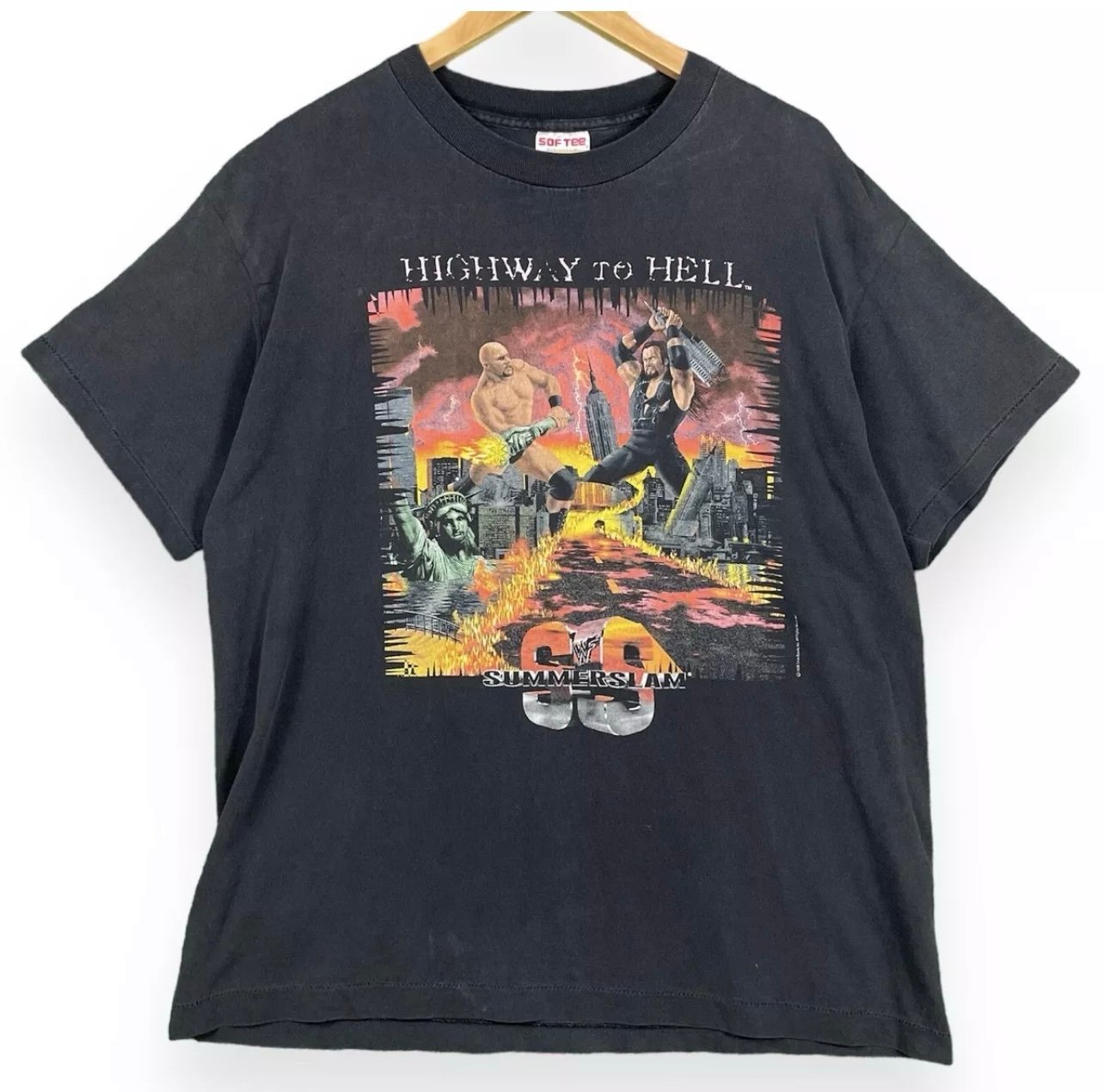 Vintage Rare WWF 1998 Summer Slam Highway To Hell T-Shirt Stone Cold Undertaker
