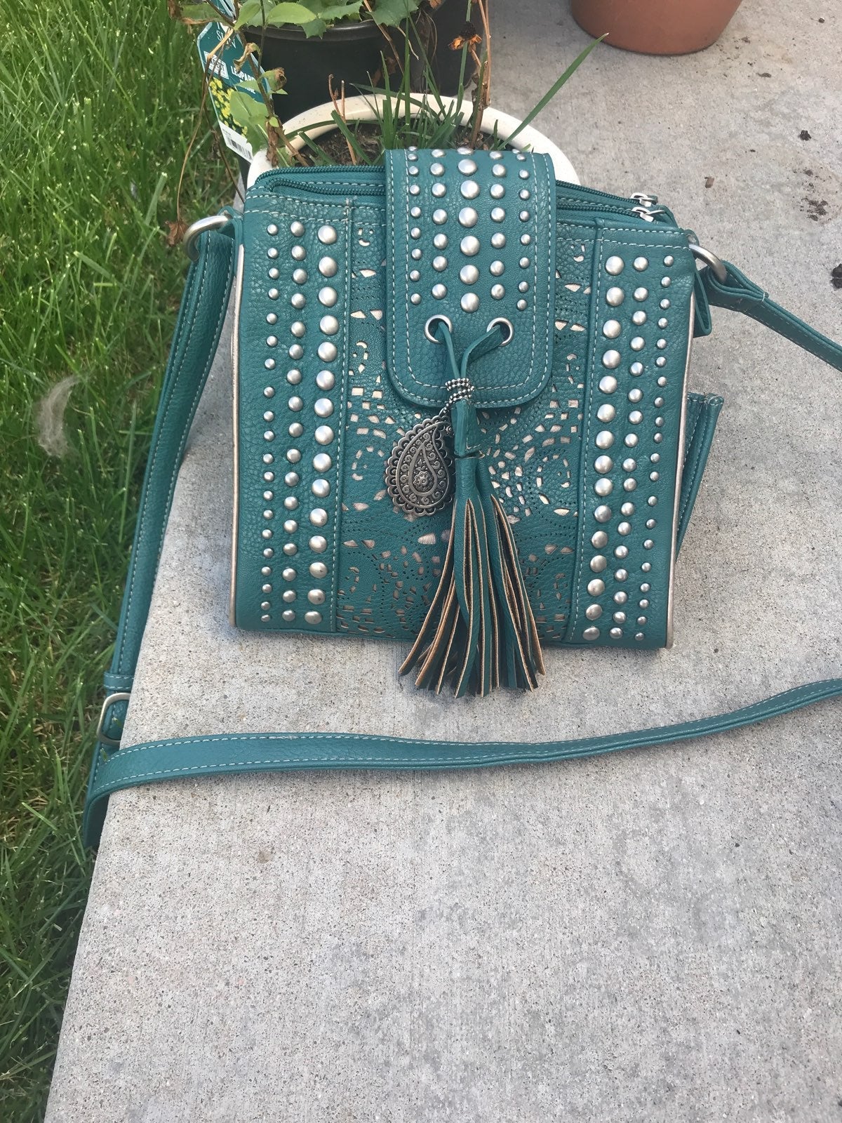Faux Leather Turquoise Purse