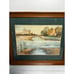 Vintage Water Color River Landscape Painting