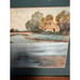 Vintage Water Color River Landscape Painting