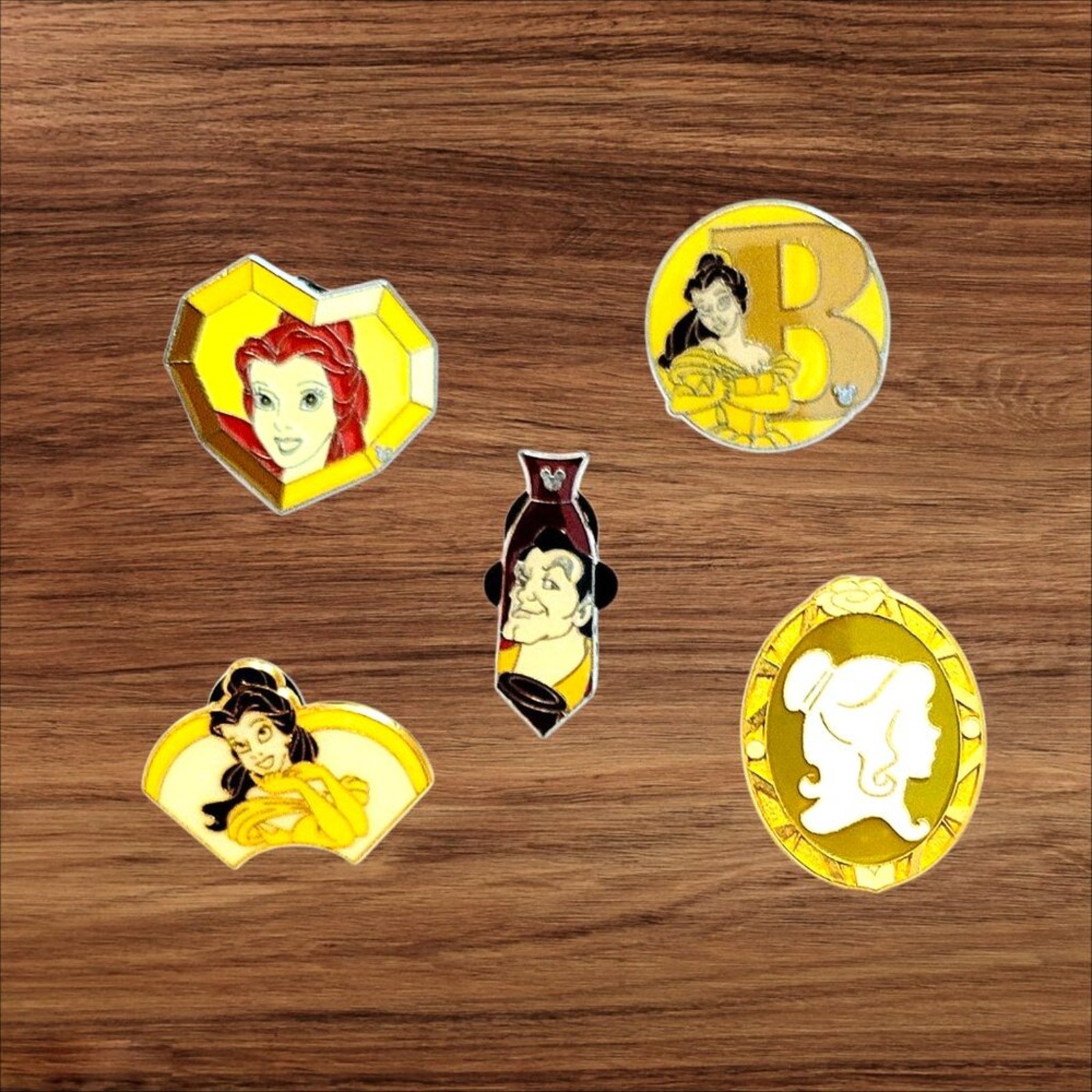 5 Beauty & the Beast Disney Parks Trading Pins, Plus 2 Bonus Pins