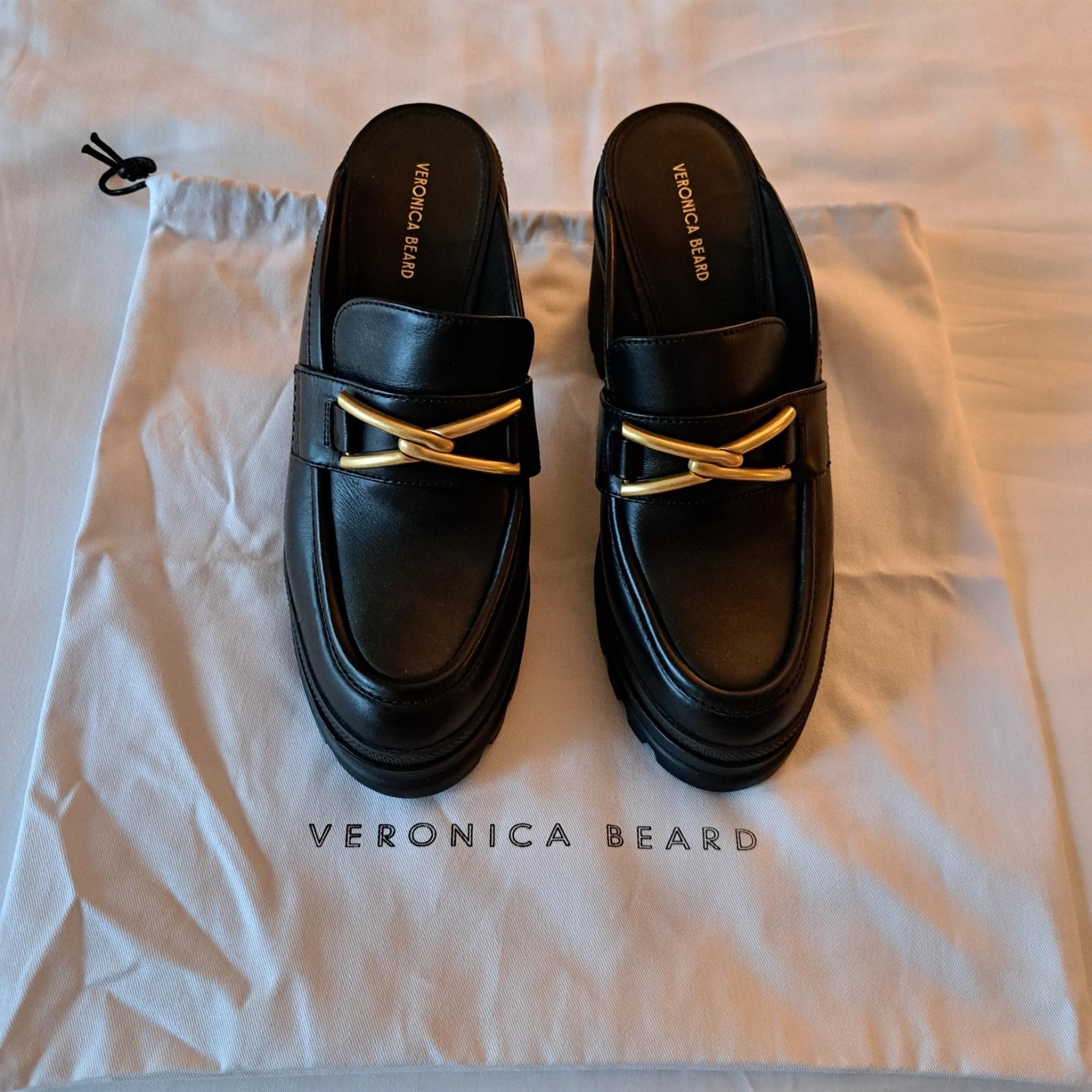VERONICA BEARD Wynter Leather Loafer Mules CHUNKY PLATFORM 10 DustBag
