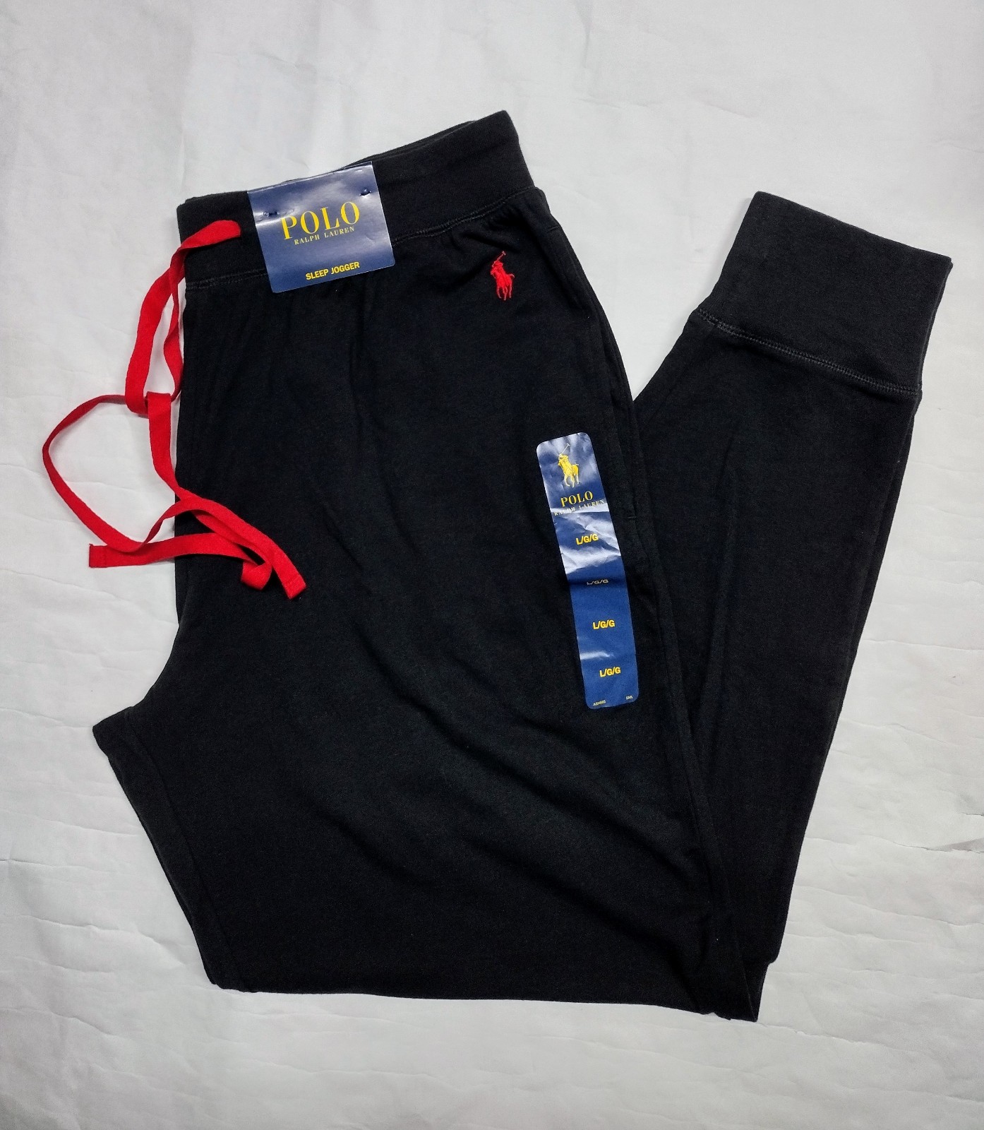 Polo Ralph Lauren Men's Black Logo Graphic Print Sleep Jogger Pants Size L NWT!