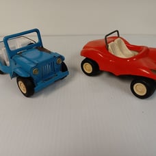 Tonka 1960-1970's red dune buggy and blue jeep