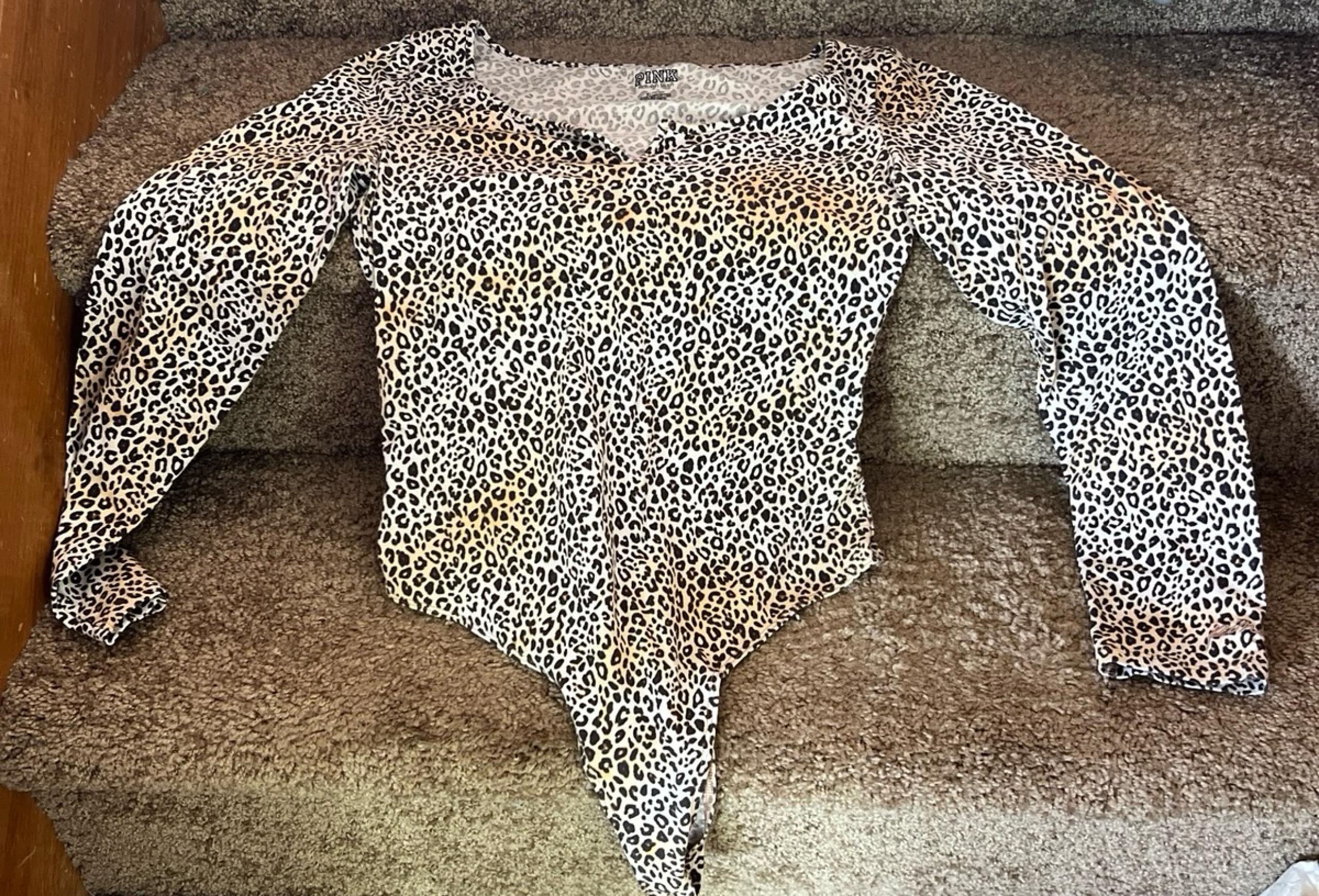 PINK VICTORIA'S SECRET Animal Print Leopard Print Body Suit M Bodysuit
