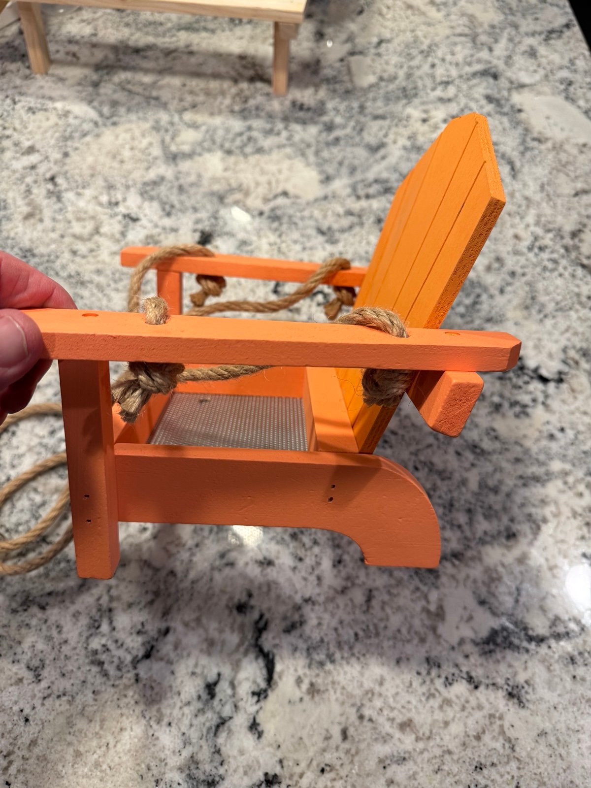 Adirondack chair hanging birdfeeder