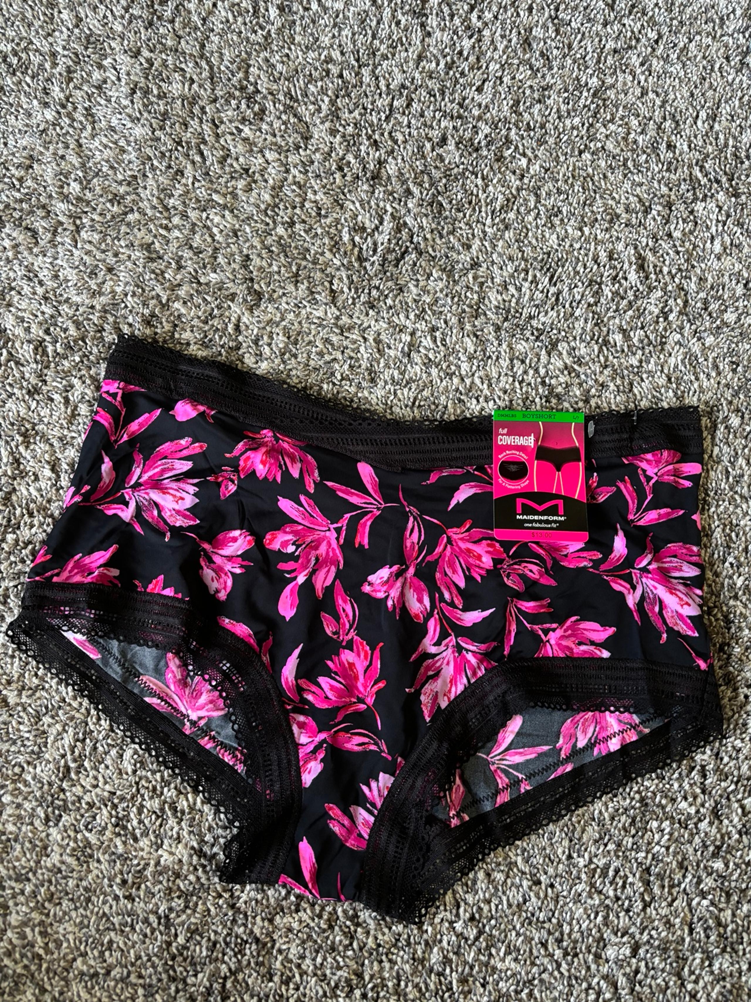 Boyshorts floral pink/black Sz Large - Maidenform