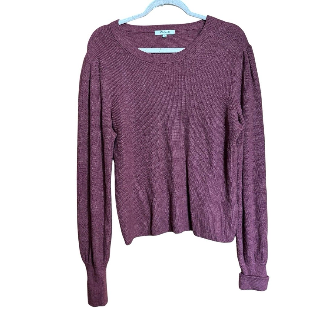 Madewell Sweater Womens XL Pink Ribbed Alpaca Wool Blend Pullover Sweatshirt