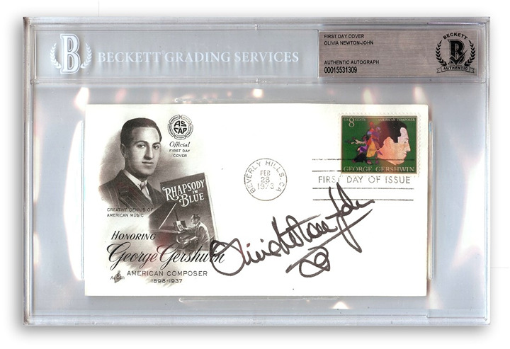 Olivia Newton John Signed Autographed First Day Cover Actress Singer BAS 1309