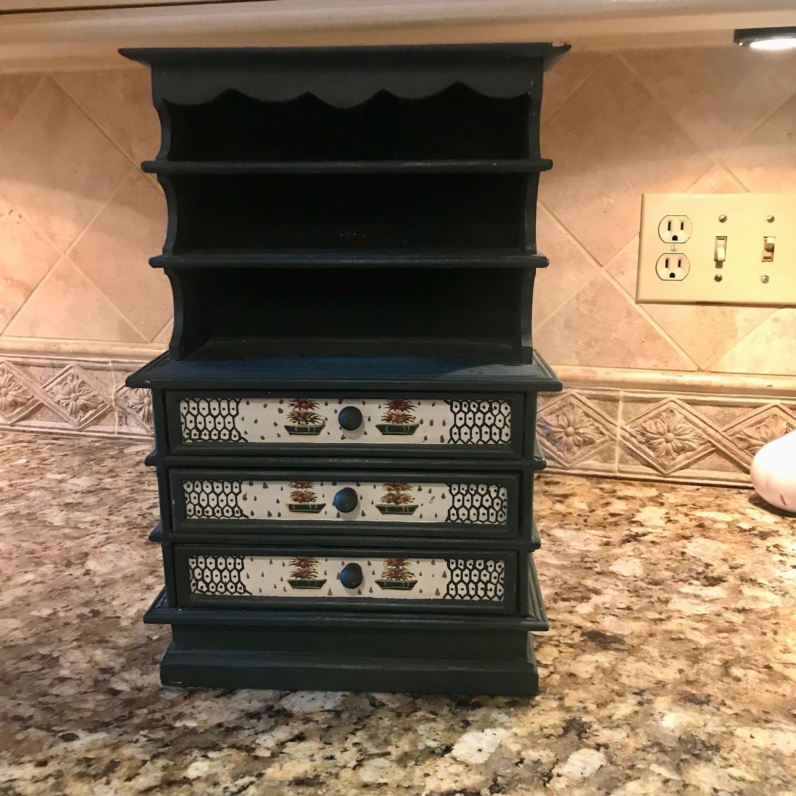 Adorable Vintage Counter Size Decorative Handmade Hutch