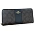 COACH SIGNATURE PVC LEATHER ACCORDION ZIP AROUND WALLET BROWN /BLACK