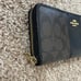 COACH SIGNATURE PVC LEATHER ACCORDION ZIP AROUND WALLET BROWN /BLACK