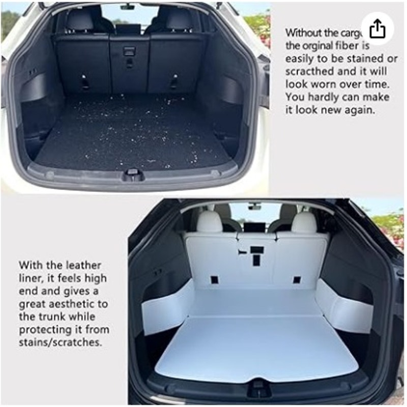 Cargo Mat Liner Tesla Model Y White Trunk Leather Anti Scratch All Weather 7pc