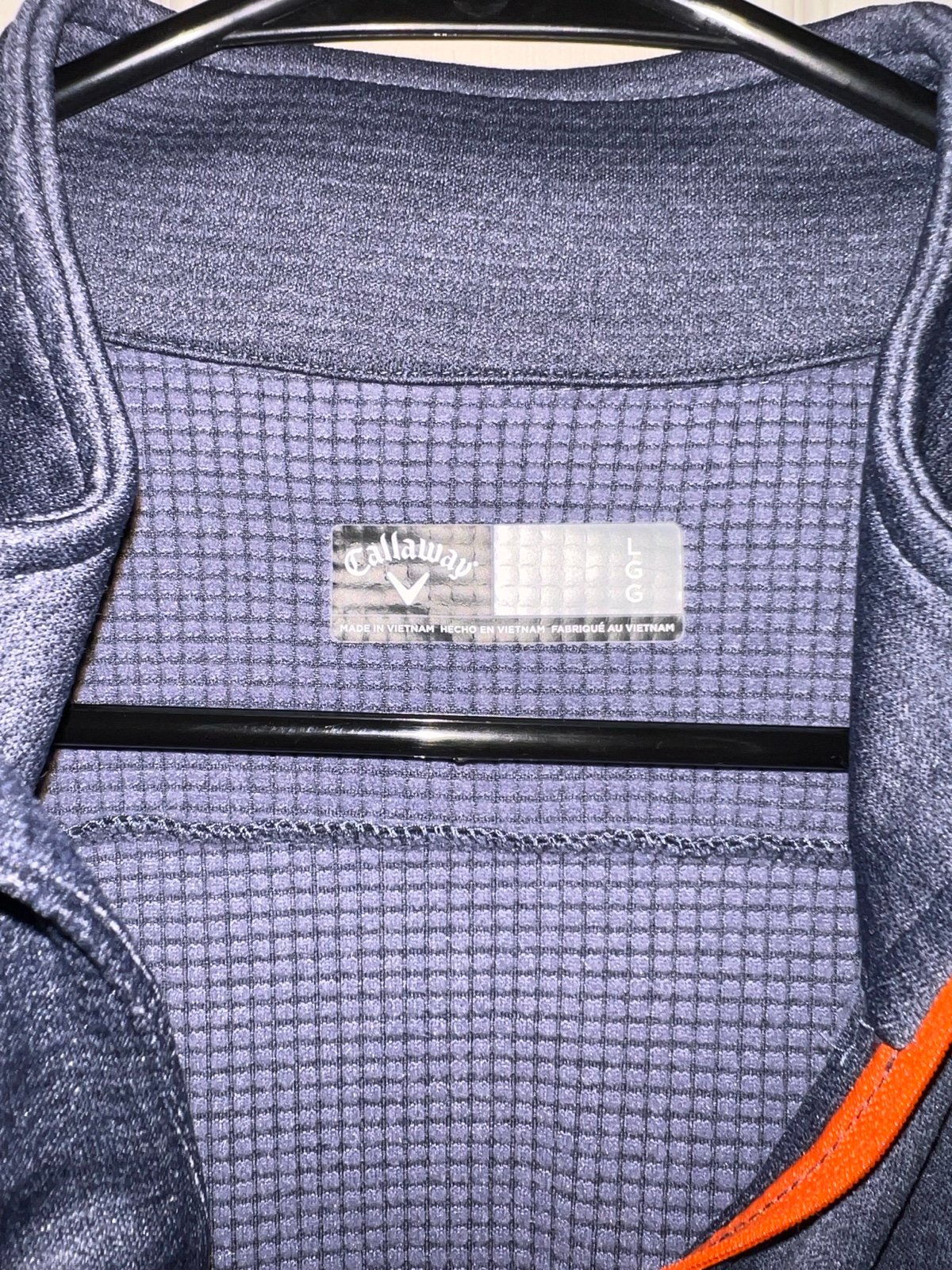 Callaway Half Zip Pullover Mens Large BlueGray With Orange Lettering Golf - detail