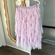 Anthropologie NWT The Chéri Ruffled Tulle Midi Skirt in Lavender