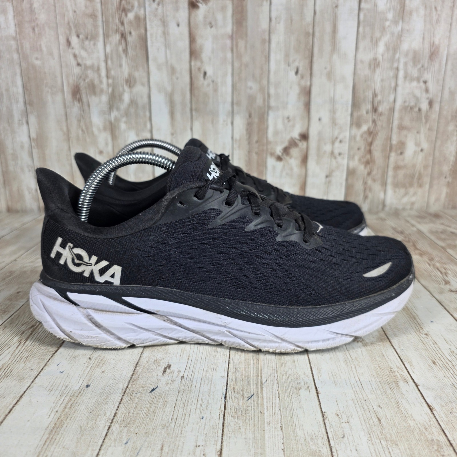 Hoka Clifton 8 Running Shoes Lightweight Cushioned Athletic Black Womens 9.5