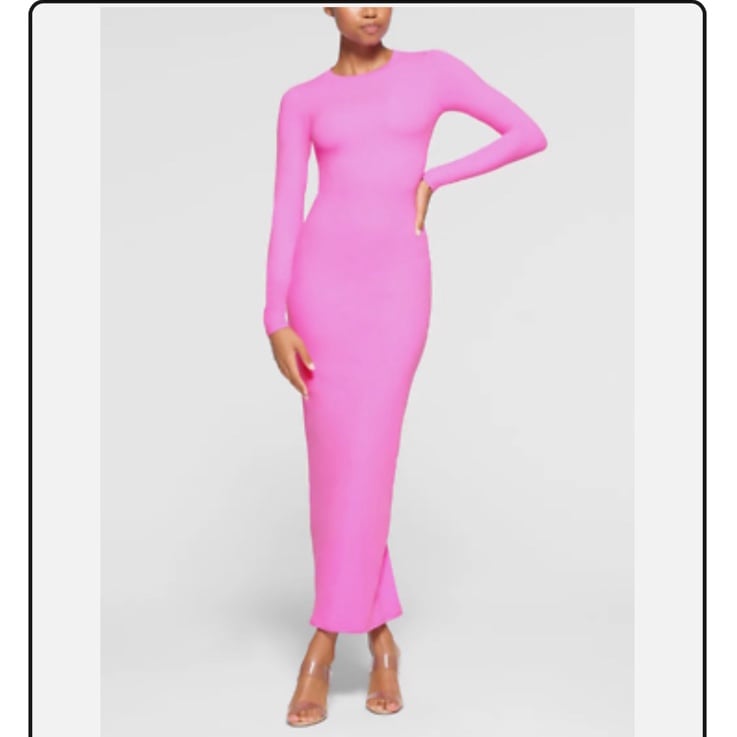 Rare nwt Skims Fits Everybody Maxi Dress in neon orchid pink