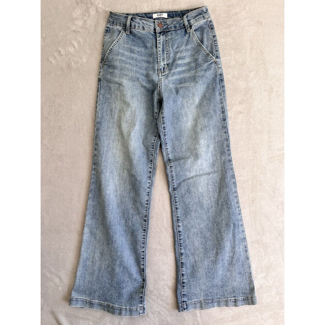 OAT New York High Waist Wide Leg Light Wash Jeans - Size 27 EUC y2k boho